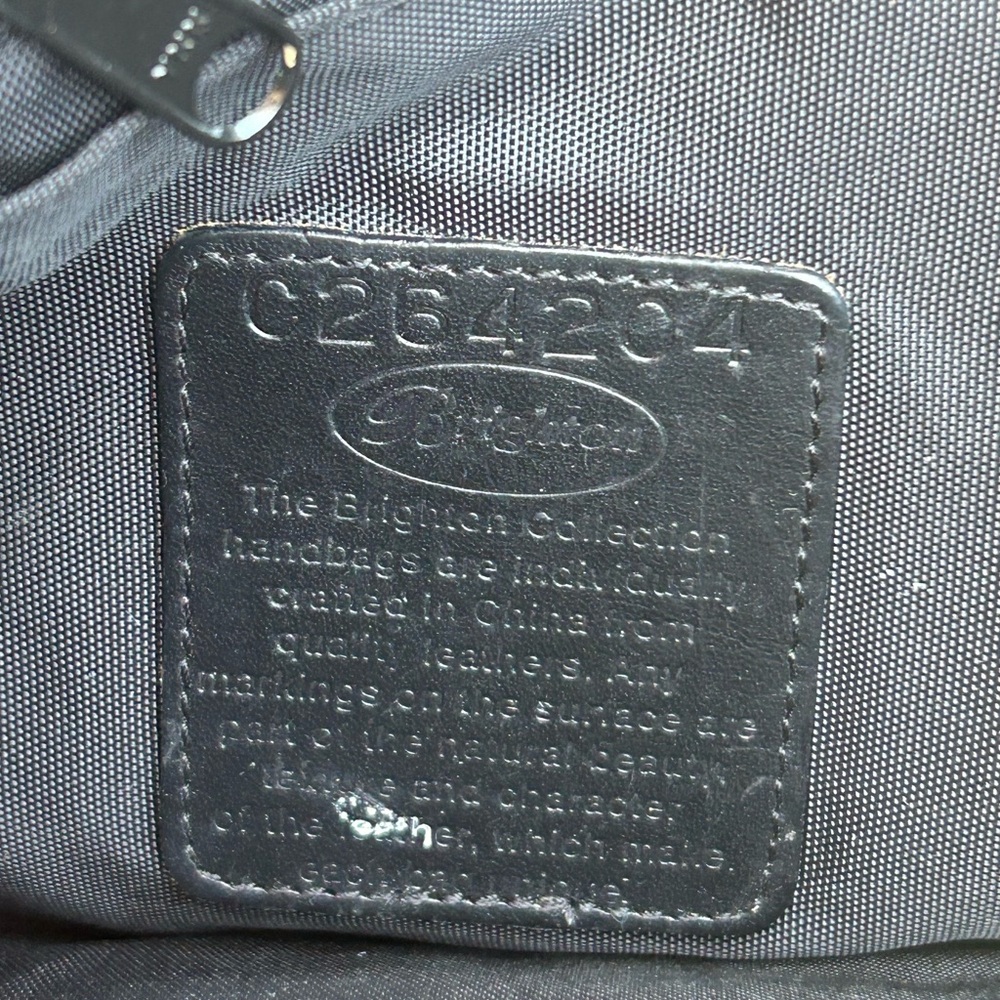 BRIGHTON Black Embroidered Shoulder Tote Handbag Purse Two Handle Zip Closure C4 - Picture 6 of 15